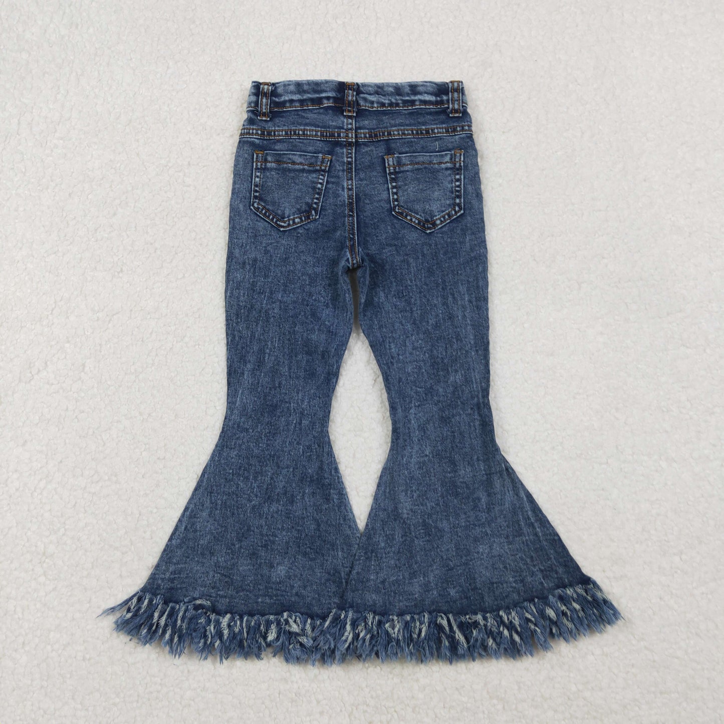 P0132 blue tassels girls denim pants