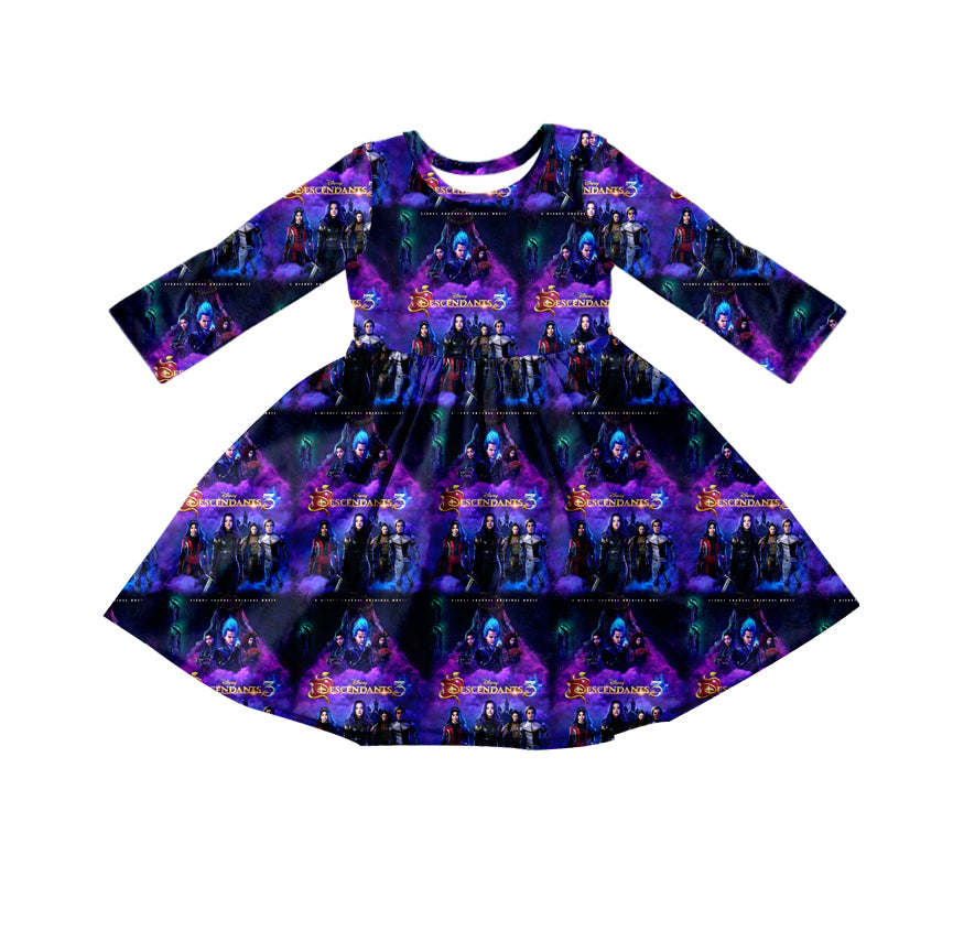 custom Halloween witch purple long sleeve girls dress
