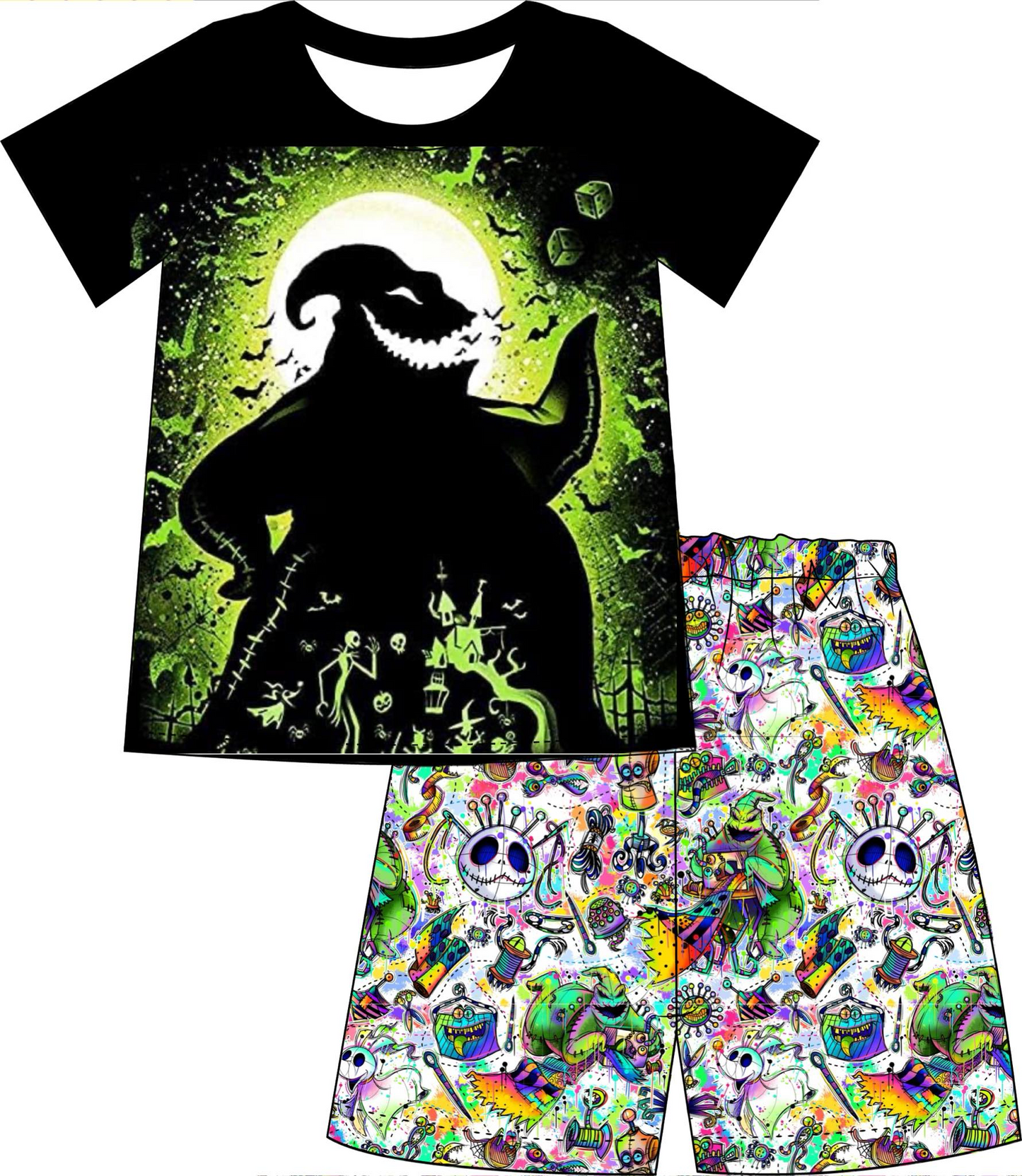 custom style black monster short sleeve shorts boys set tat 6-8 weeks