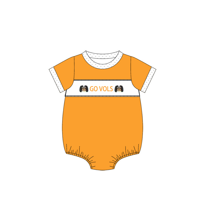 Custom Moq 3 Football Team Tennessee Go Vols Yellow Short Sleeve Boys Romper