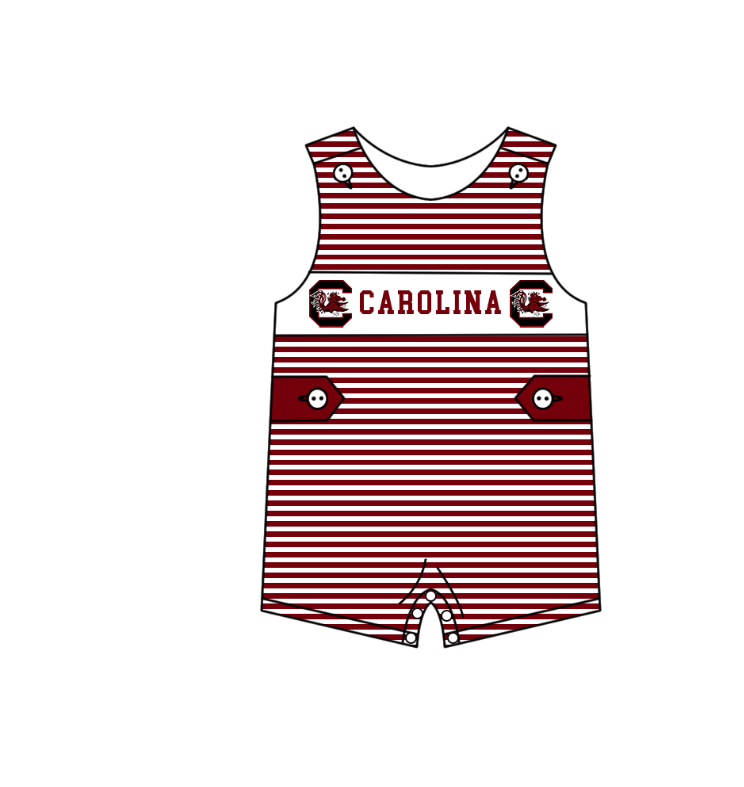 Custom Moq 3 Football Item Carolina Maroon Sleeveless Boys Romper