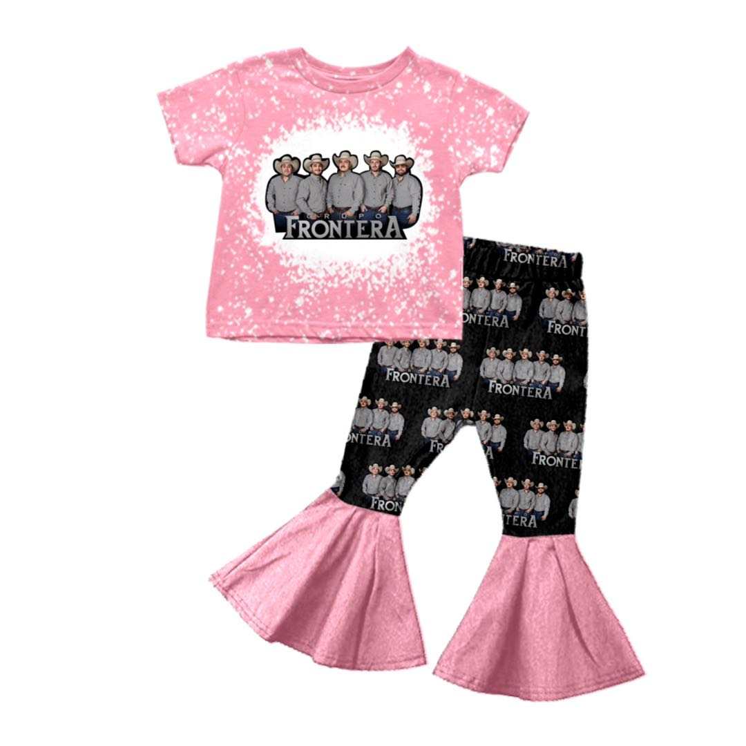 custom S 8.24 Western pink short sleeve girls set