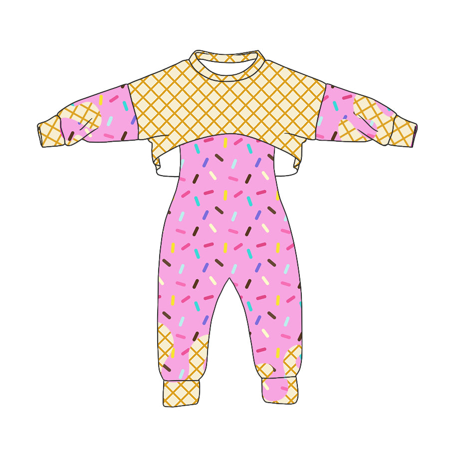 custom moq 3 purple ice long sleeve jumpsuits 2pc girls set