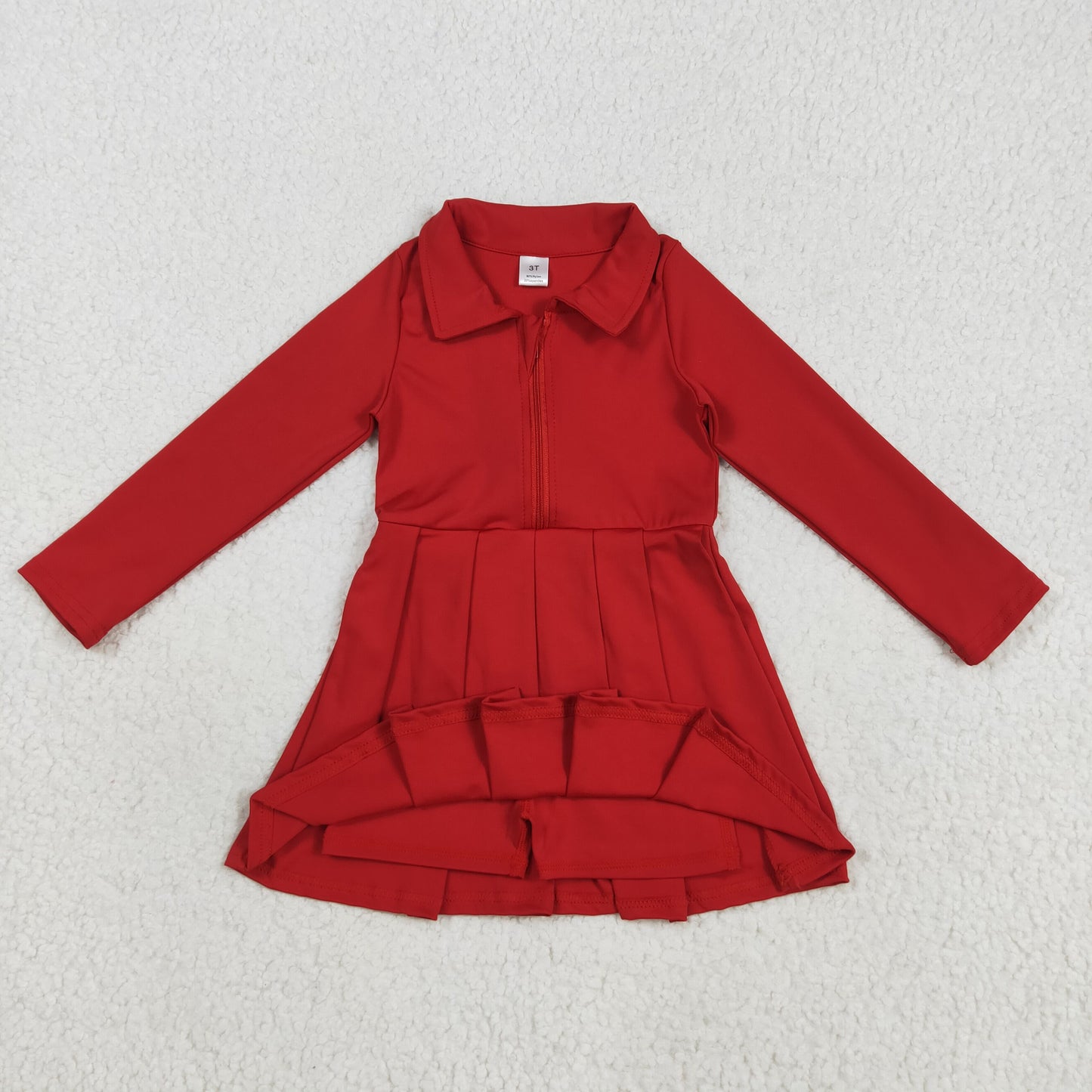 GLD1153 yoga red zipper long sleeve girls dress