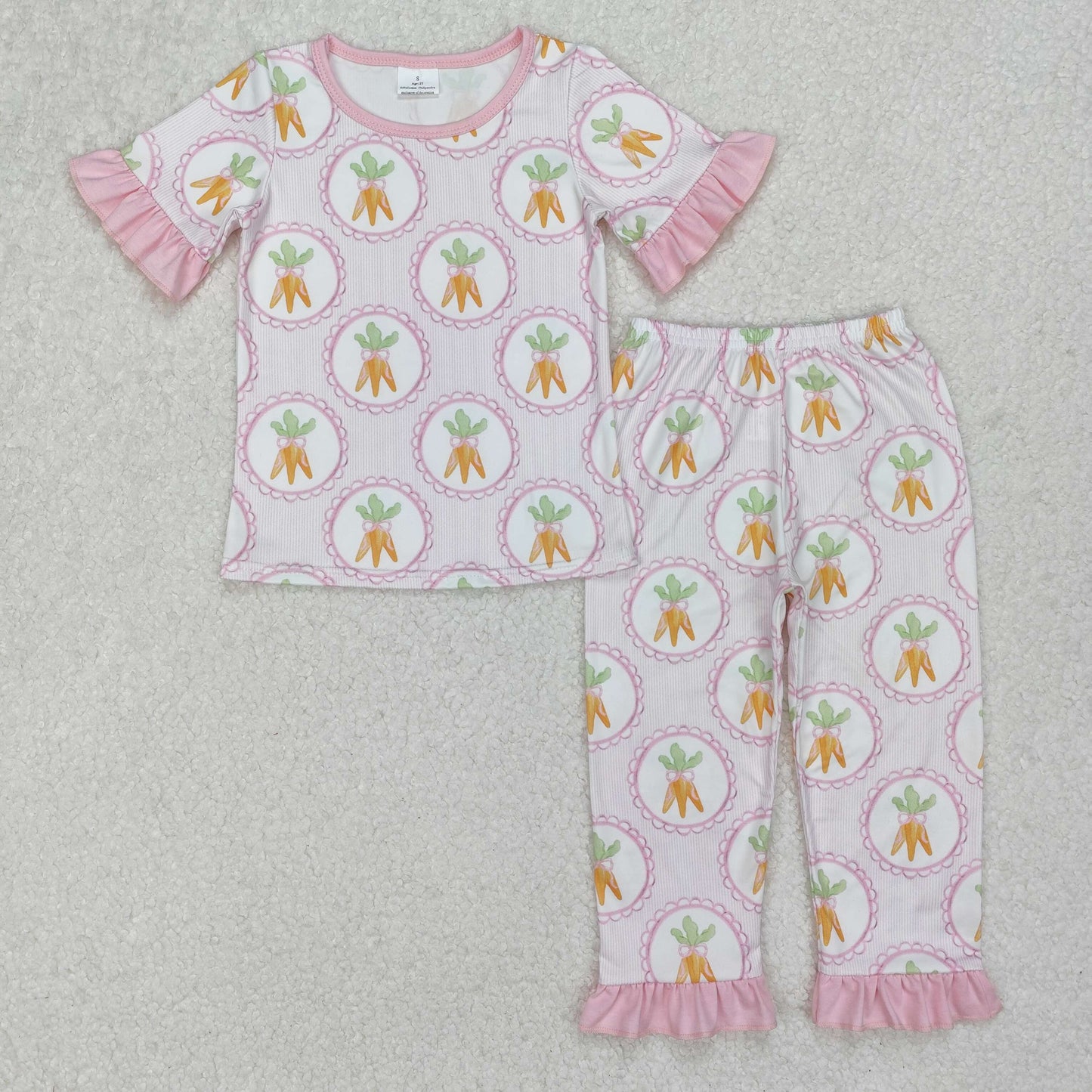GSPO1992 Easter carrot pink short sleeve pants girls pajamas