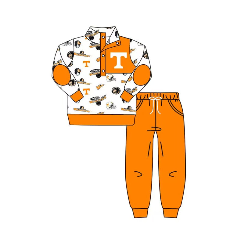 custom S 10.16 Orange long sleeve pockets pants girls set