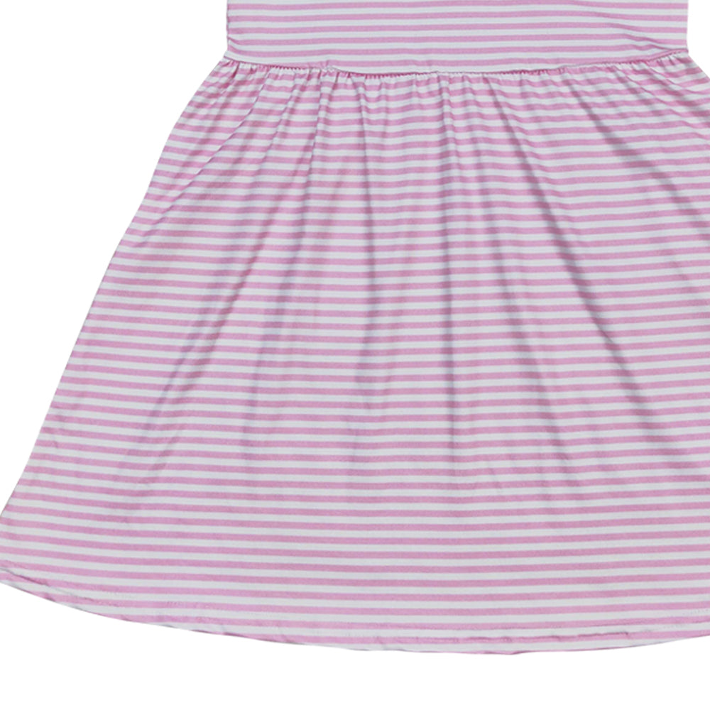 GSD0856 embroidery Cartoon princess pink striped short sleeve girls dress