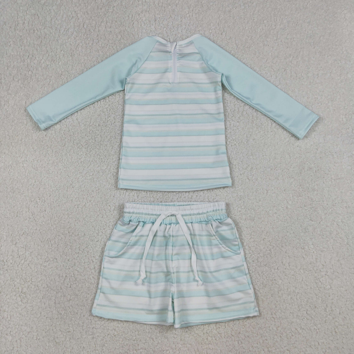 S0649 Blue Long Sleeve Shorts Boys Swimsuits