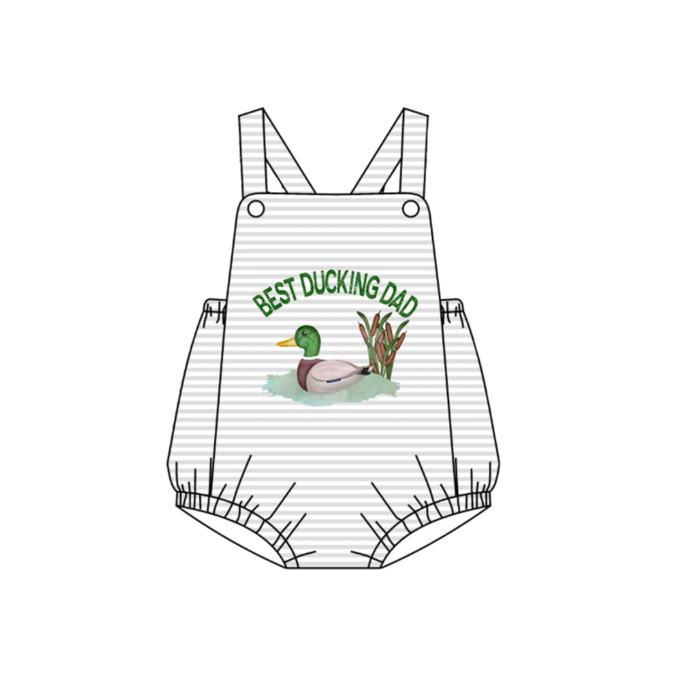 preorder SR1117 Best ducking dad mallard striped sleeveless boys romper