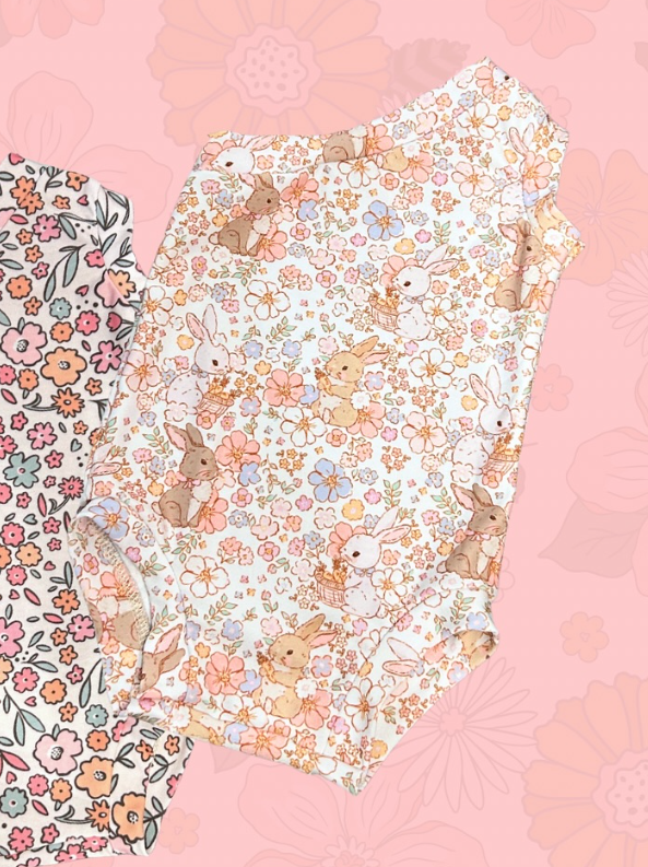 preorder Easter Bunny Rabbit Flowers Sleeveless Girls Swimsuits