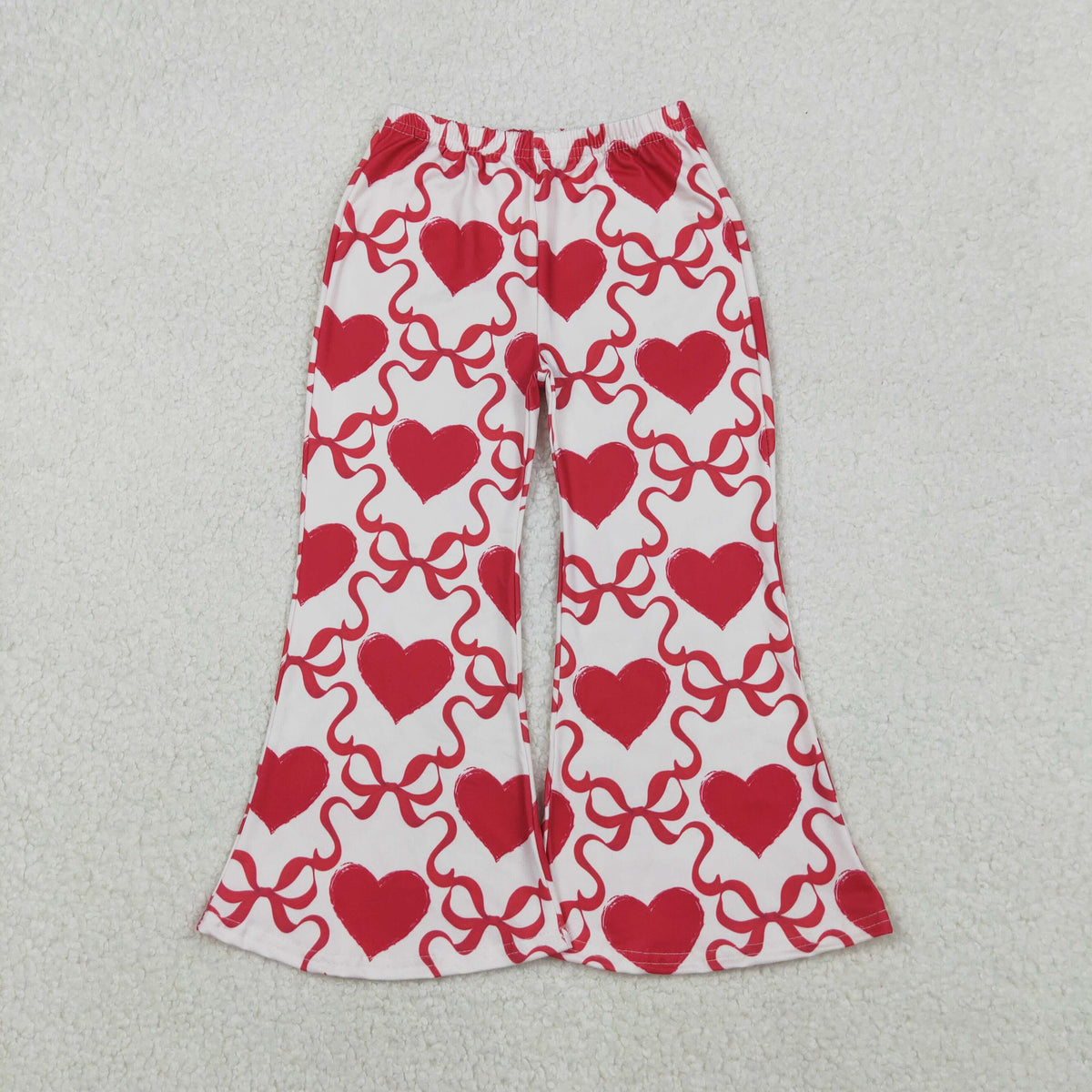 P0895 Valentine's Day heart bows red girls pants