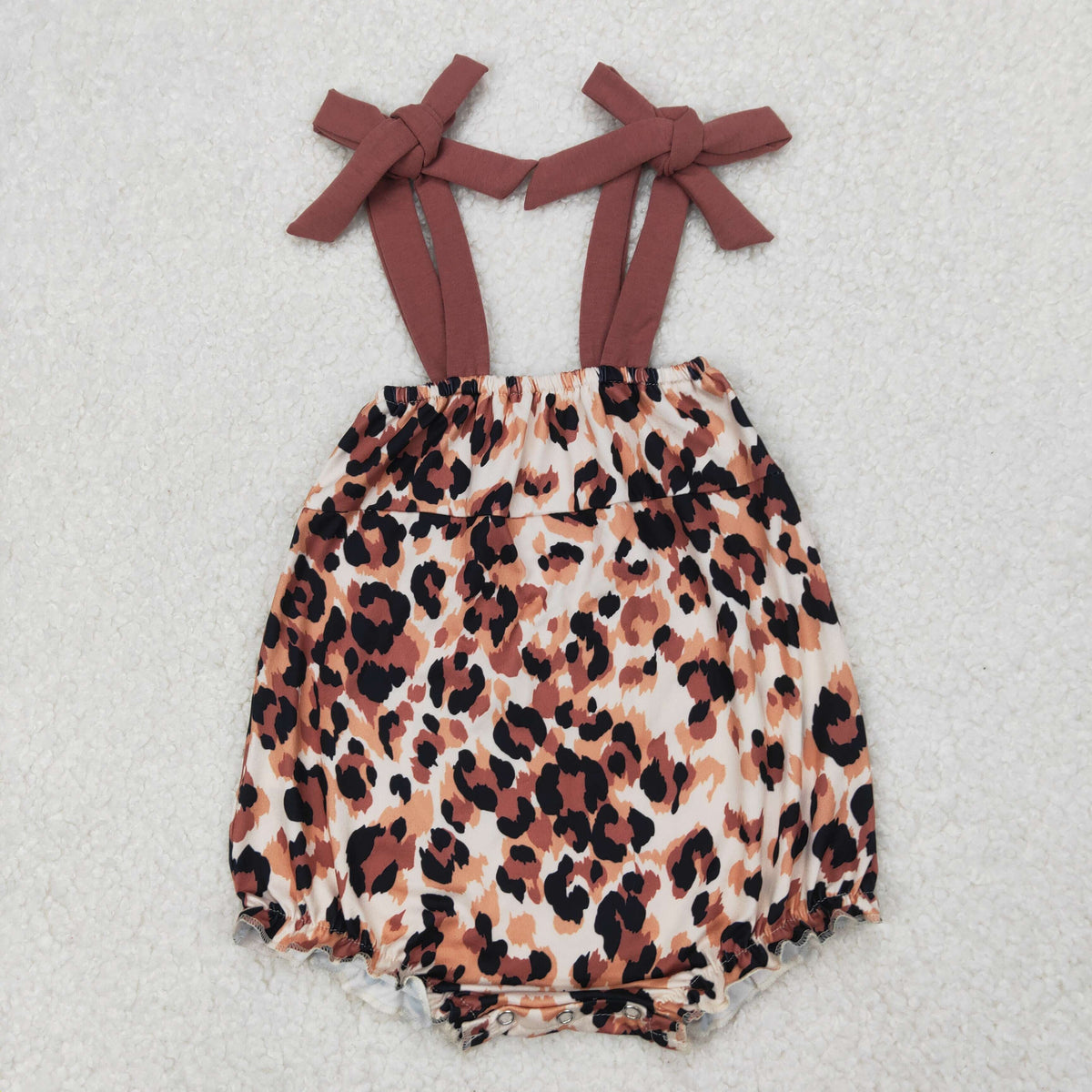 SR2913 leopard brown lace-up girls romper