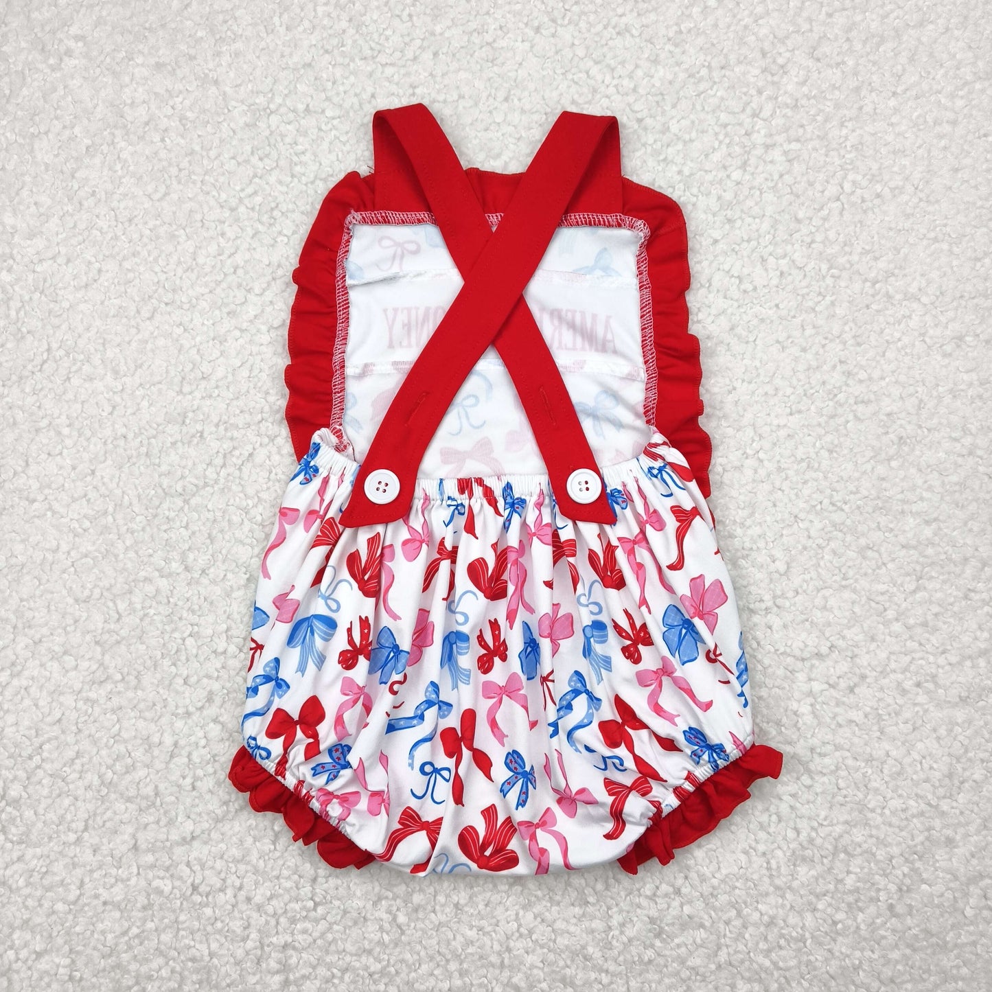 SR3048 american honey blue red bows girls romper