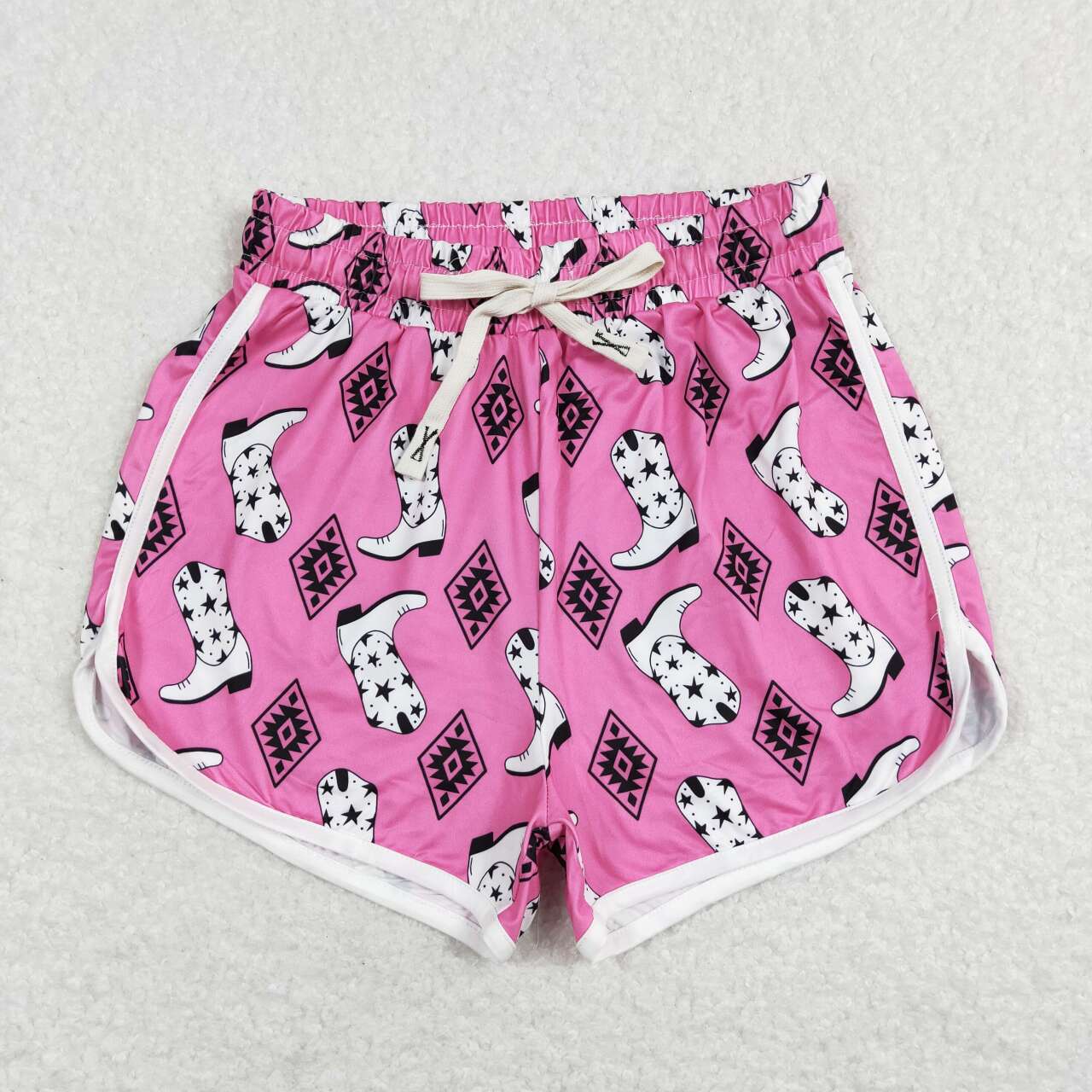 SS0131 Western Aztec boot hot pink adult shorts