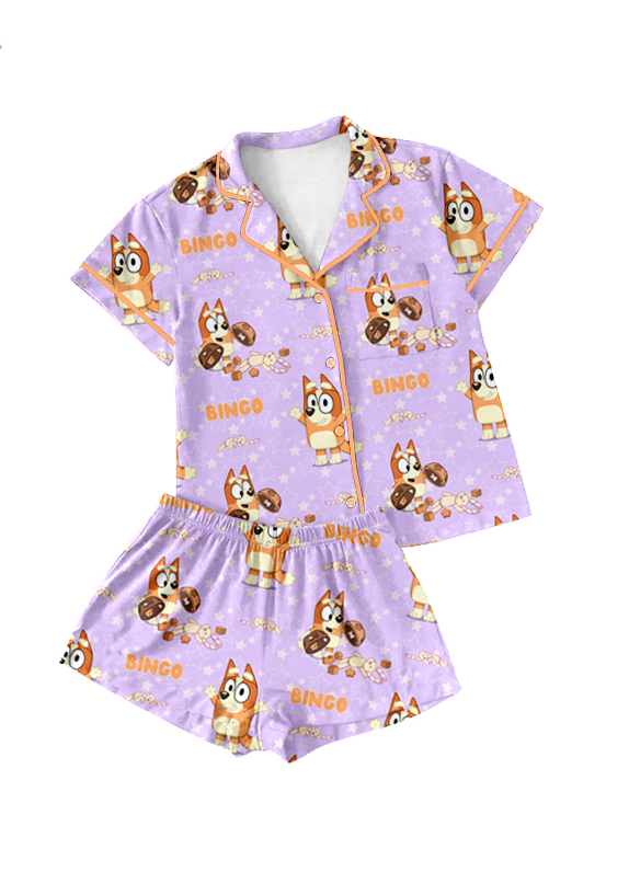 Custom Moq 3 Orange Dog Purple Mama and Me Pajamas Sibling Clothes