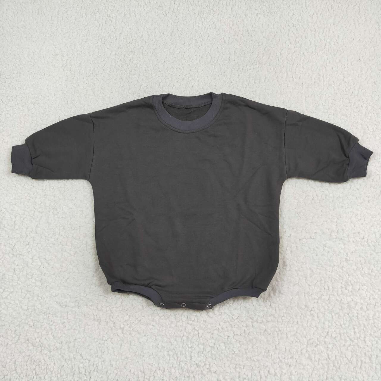 LR1227 fleece dark grey long sleeve baby romper