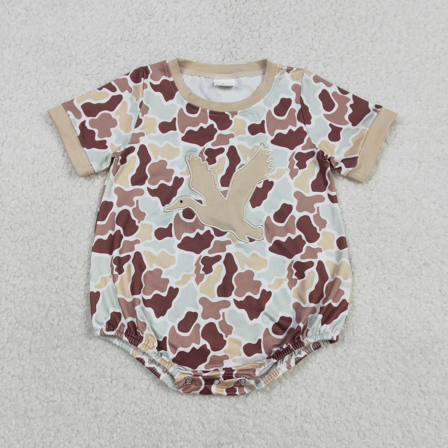 Embroidery SR3572 Hunting Mallard Duck Camo Short Sleeve Boys Romper