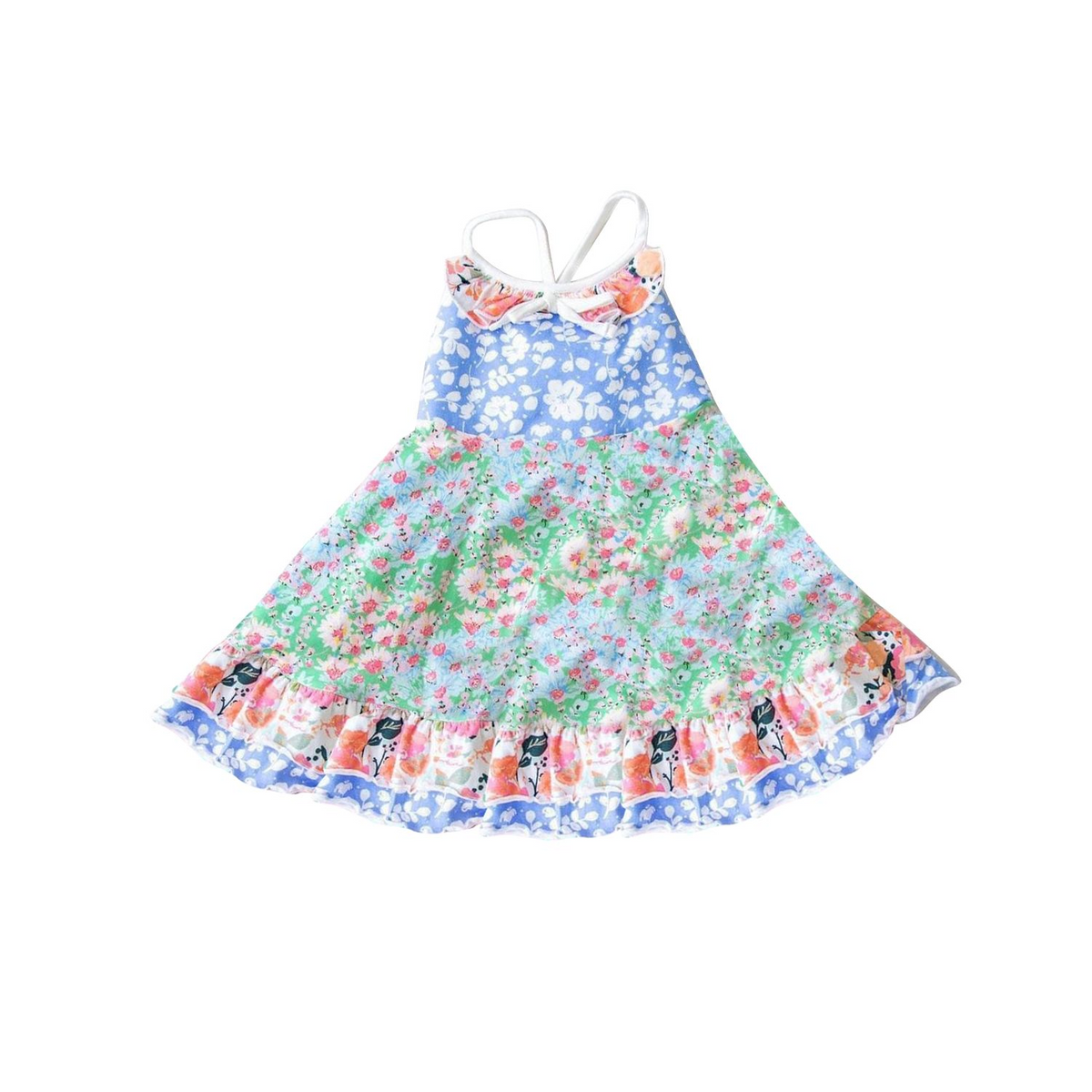 preorder GSD0879 Colorful flowers blue girls Summer dress
