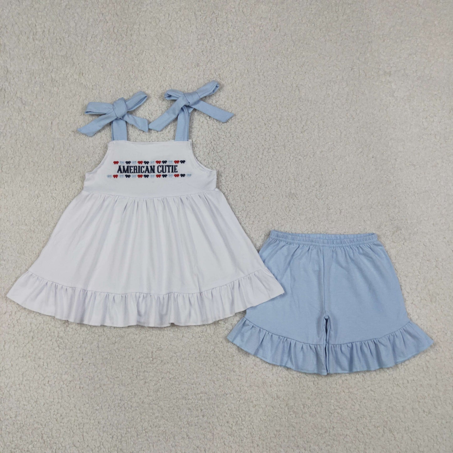 Embroidery GSSO3480 July 4th American Cutie Blue Girls Set
