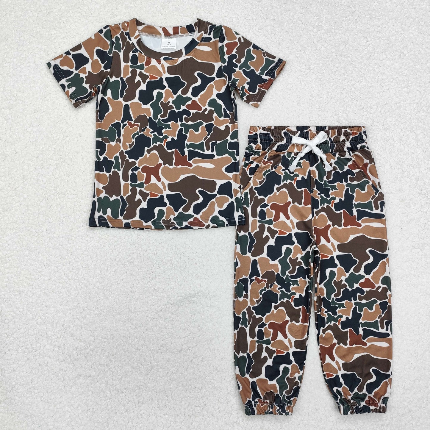 BSPO0530 hunting camo old school camo short sleeve pants boys set