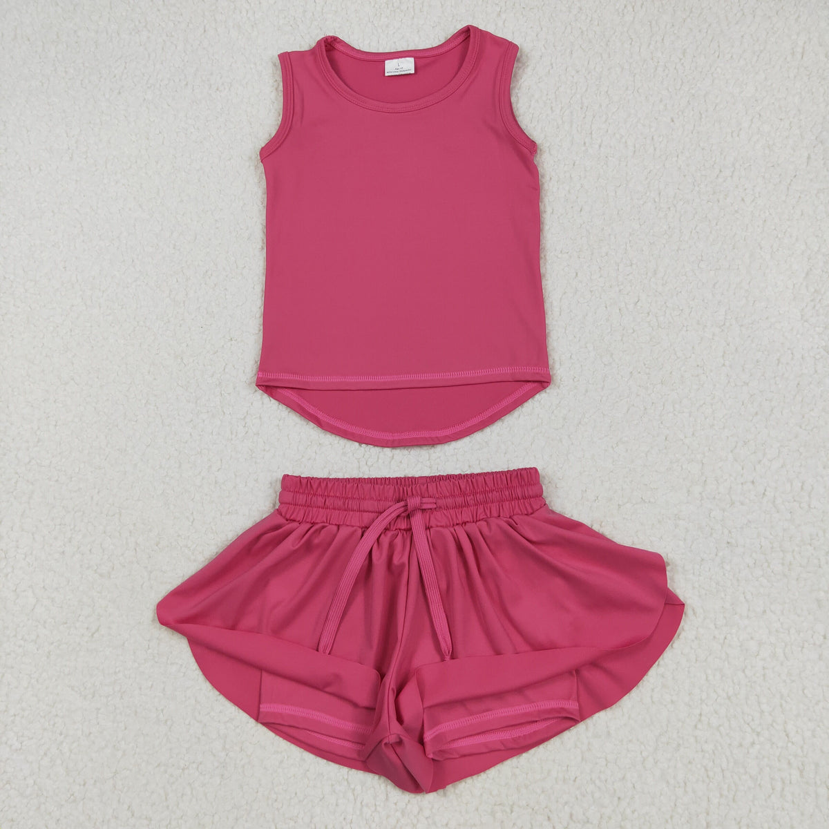 GSSO2500 yoga hot pink sleeveless shorts girls set