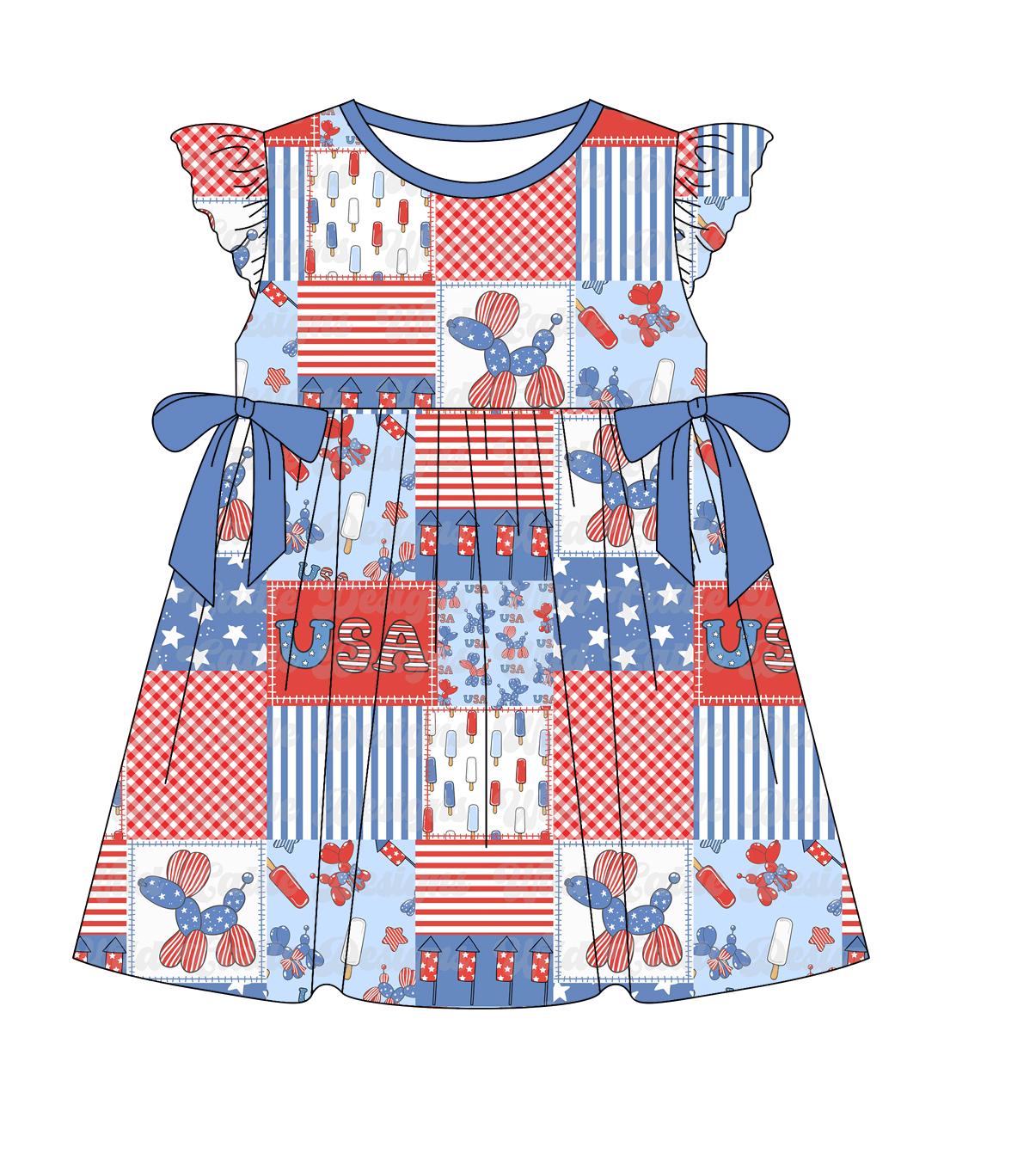 Custom Moq 3 July 4th USA Pet Sibling Clothes