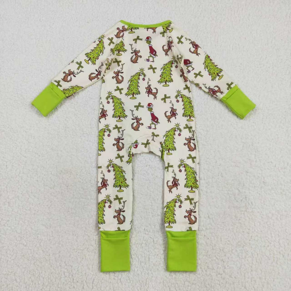 Christmas green face romper/pajamas RTS Sibling Clothes