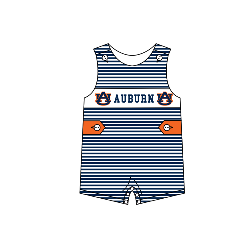 Custom Moq 3 Football Item Auburn Blue Sleeveless Boys Romper