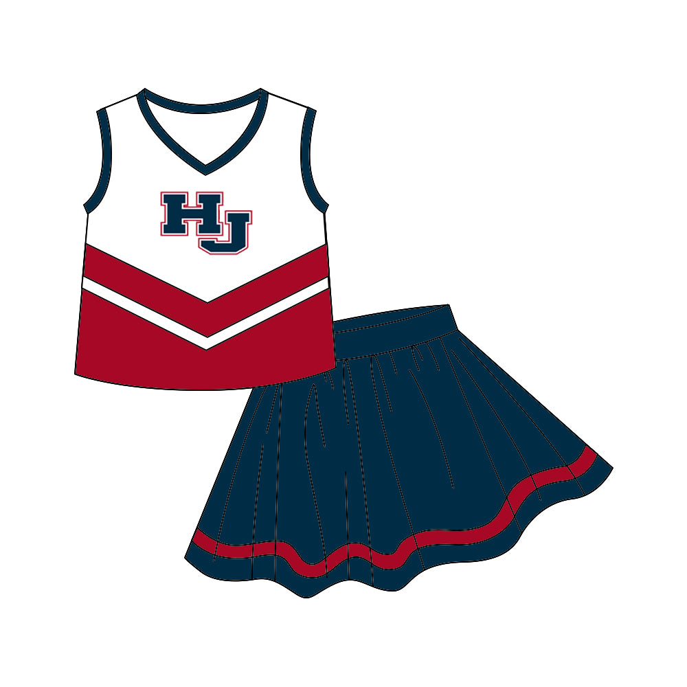 custom Team dress 6 black & red sleeveless skirt girls set