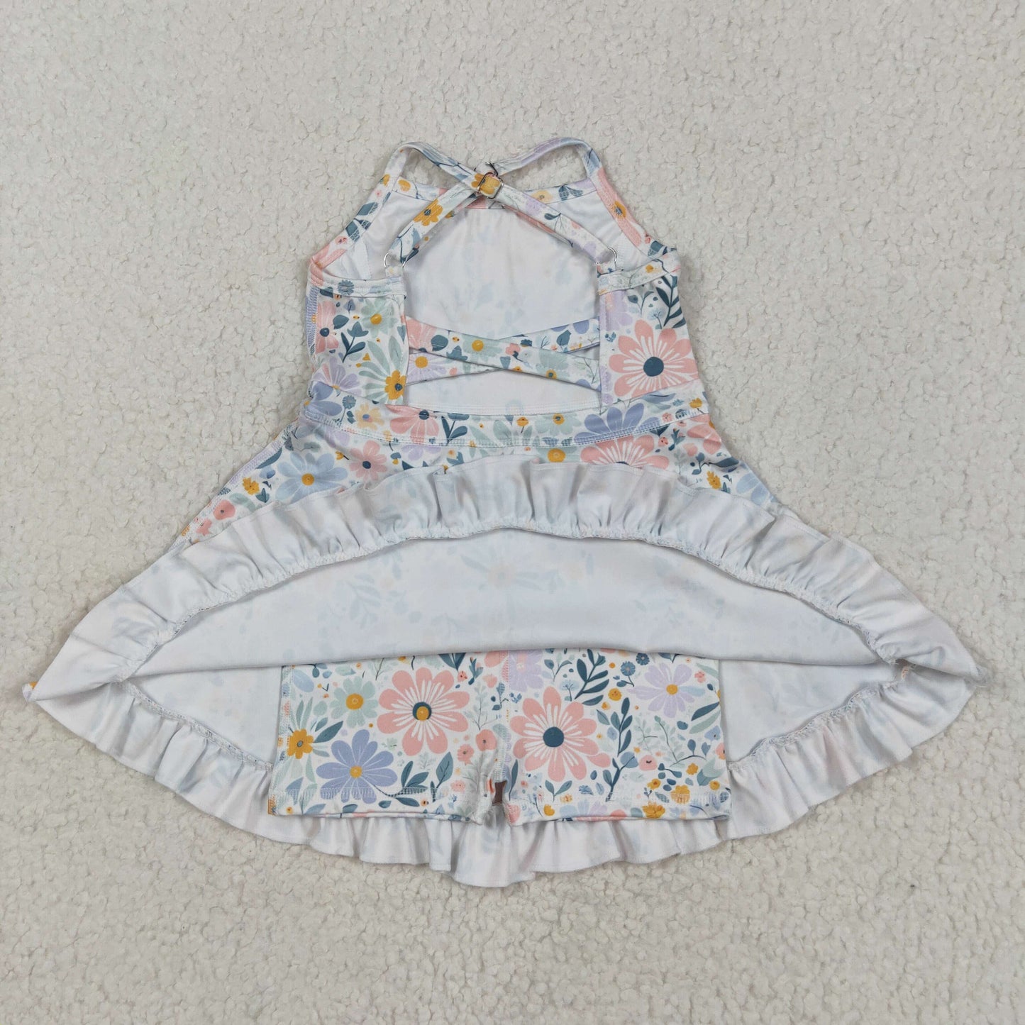 GSD2281 yoga pink flowers blue flowers girls dress