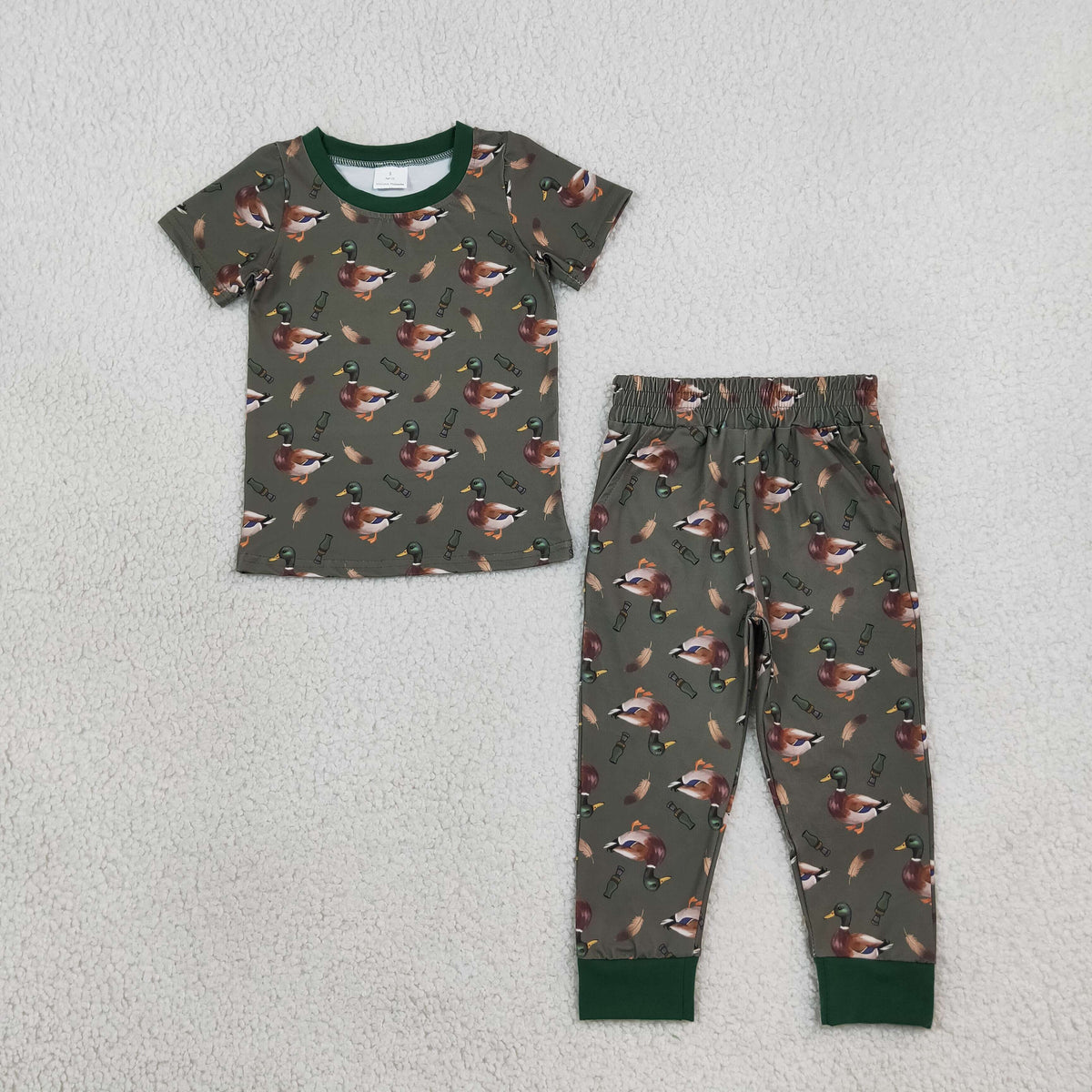 BSPO0702 Mallard Duck Short Sleeve Pants Boys Set