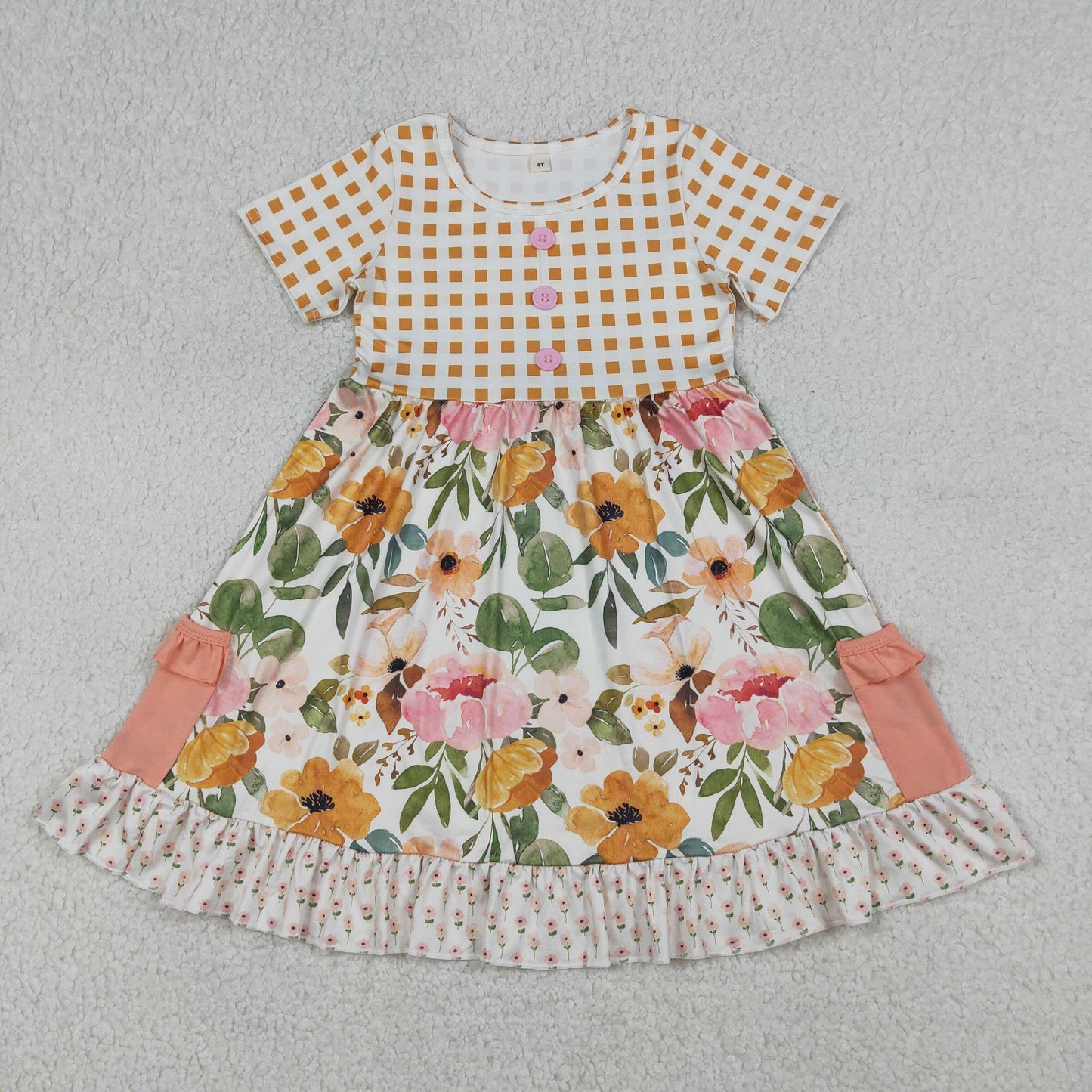 GSD4095 Flowers Short Sleeve Girls Dress