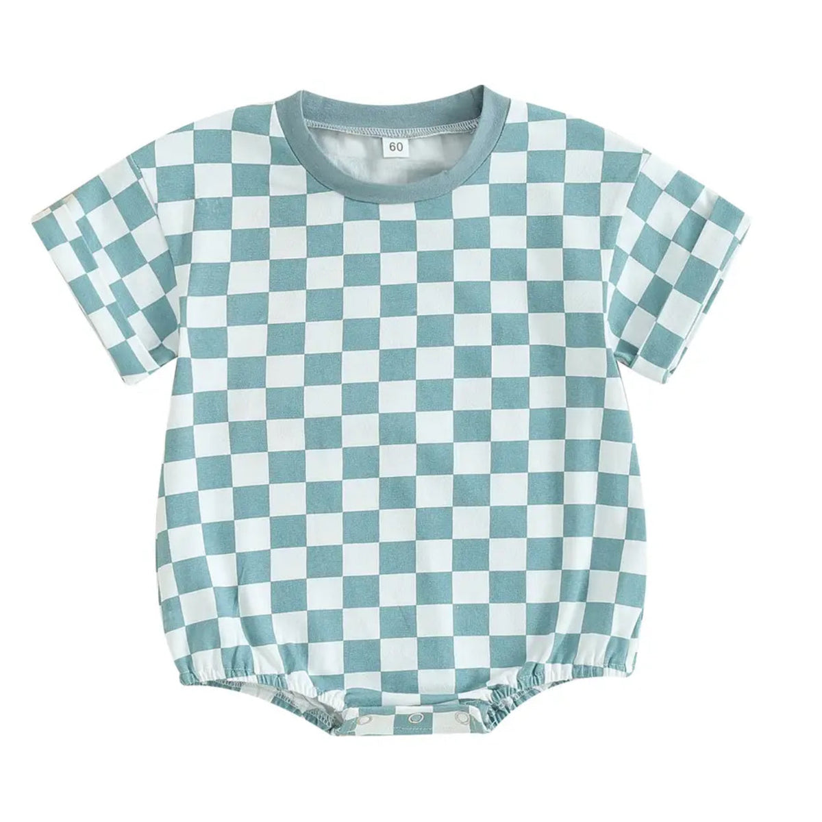 custom moq 3 blue checkered short sleeve baby romper