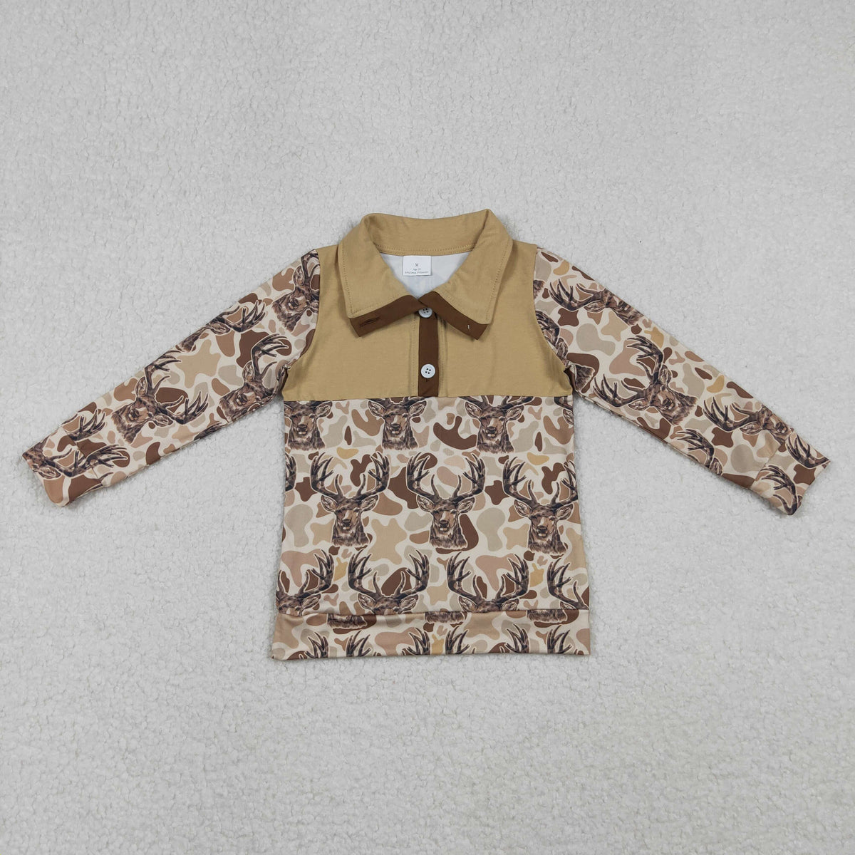 BT1338 hunting deer camo long sleeve boys top