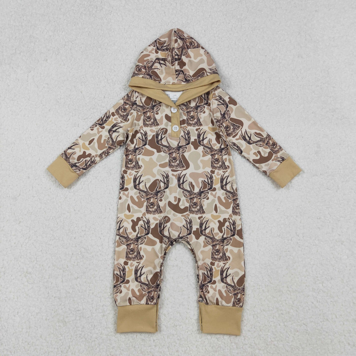 LR2593 hunting deer camo hoodie long sleeve boys romper