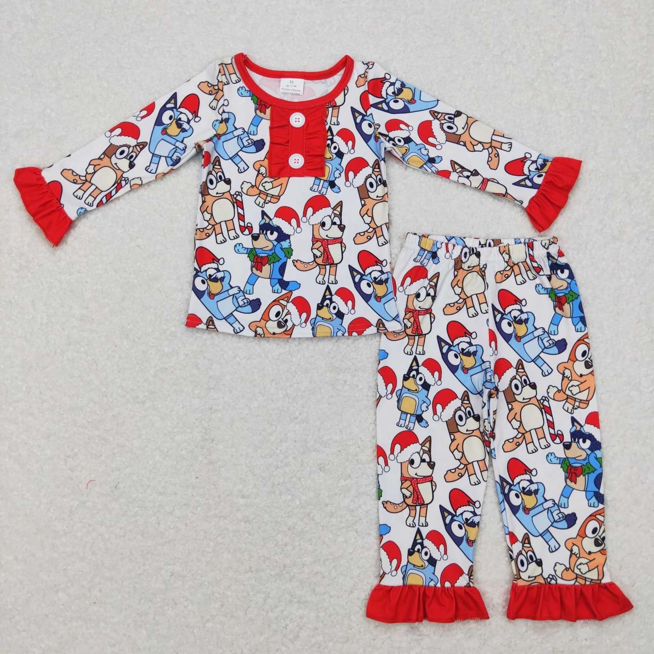 GLP0984 Christmas cartoon dog red long sleeve pants girls pajamas