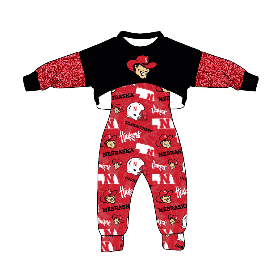custom Red & black long sleeve jumpsuit set
