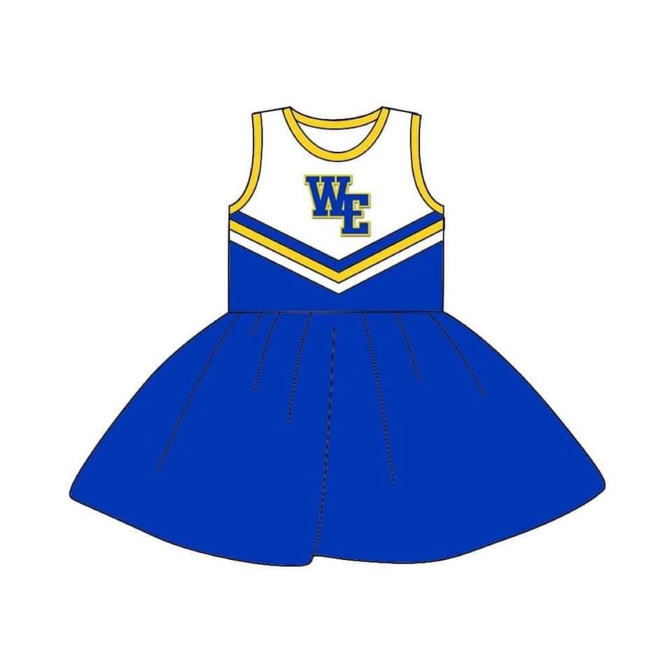 custom S 8.23 Blue sleeveless cheerleader dress