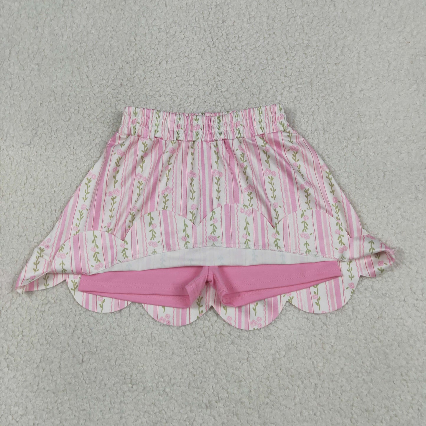 GLK0238 Milk Silk Pink Flowers Skorts Girls Skirt