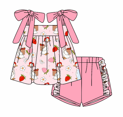 custom moq 3 cute goose strawberry pink style sibling clothes tat 7-8 weeks