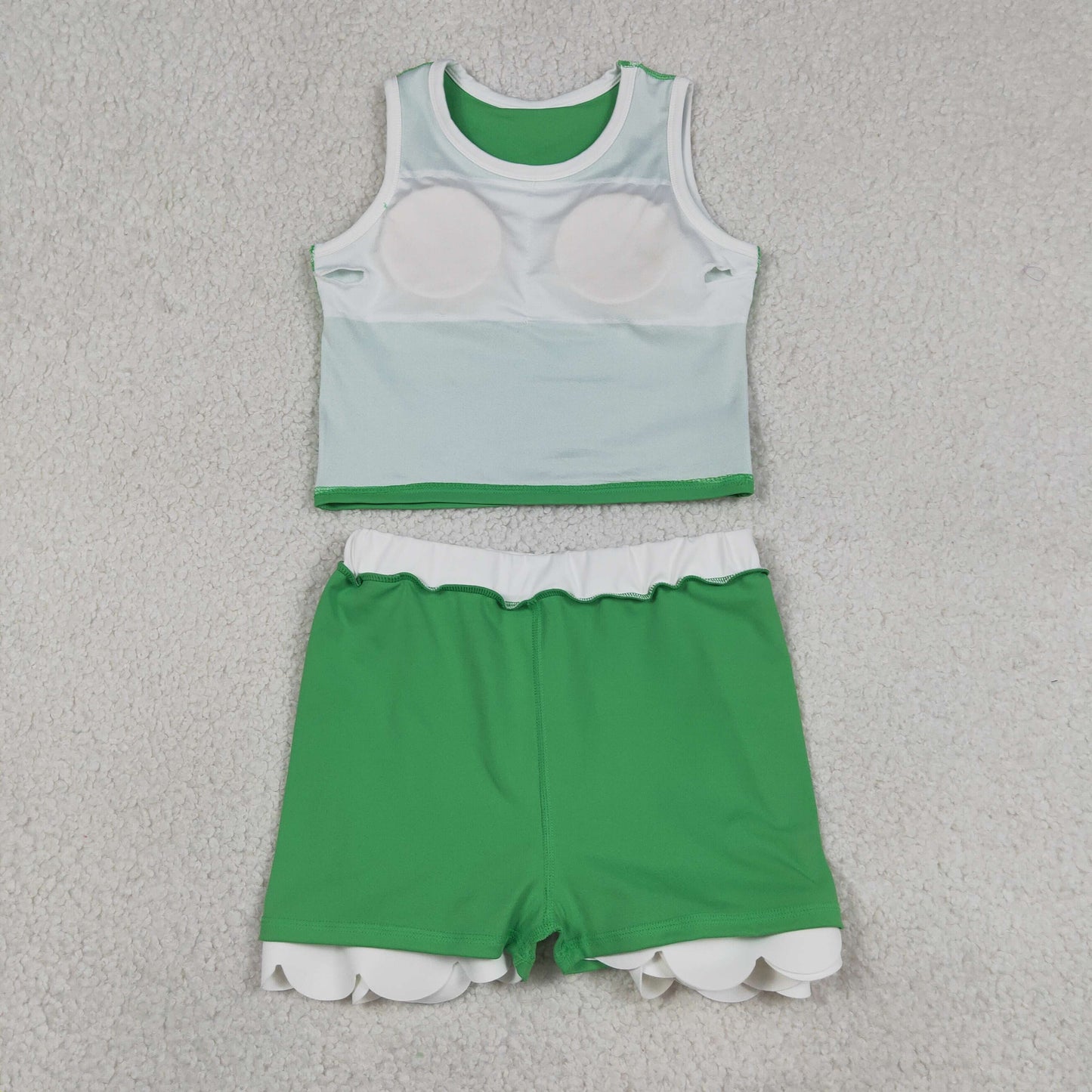 GSD4025 Yoga Green Sleeveless Skorts Girls Set