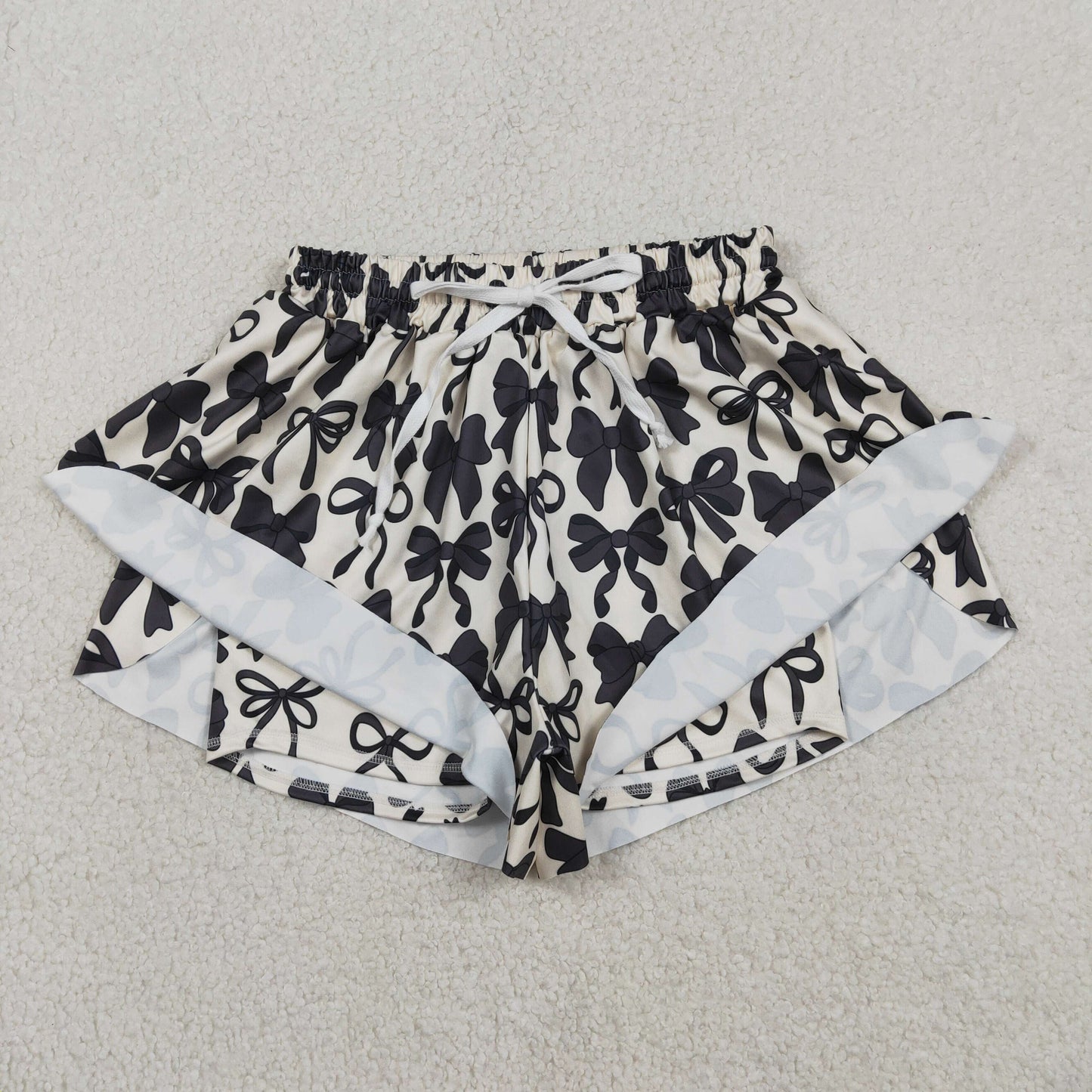 SS0765 Yoga Black Bows Adult Women Shorts