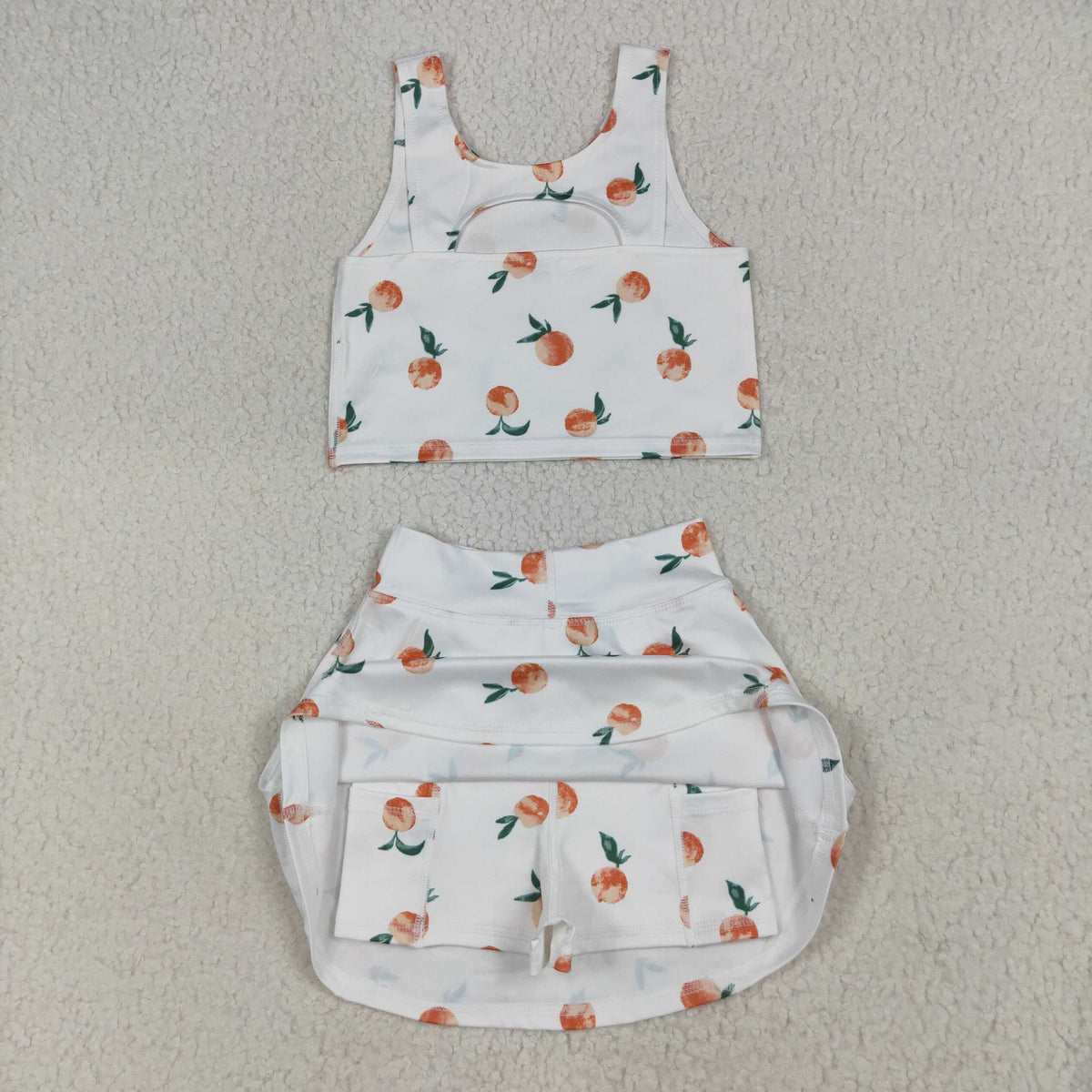 GSD2738 yoga fruit peach sleeveless skorts girls set