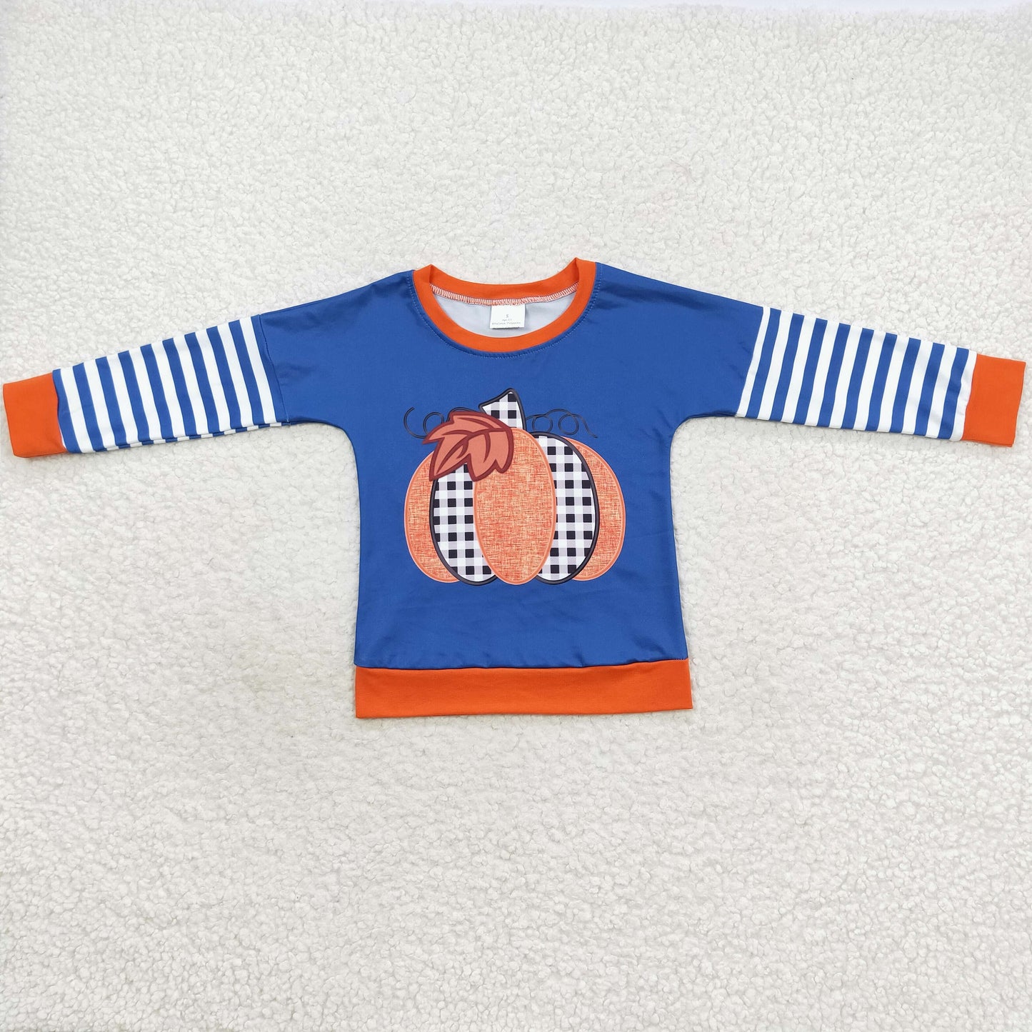 BT0243 Pumpkin blue long sleeve boys top