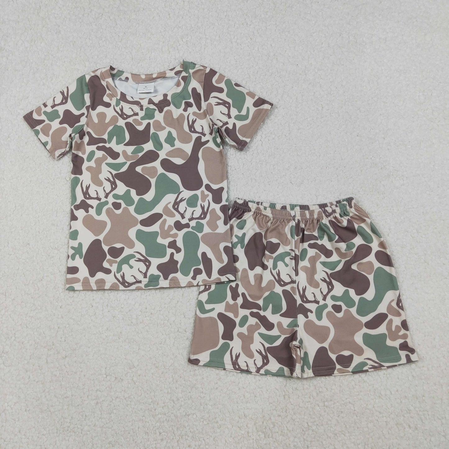 GSSO2708 hunting deer camo short sleeve shorts boy pajamas