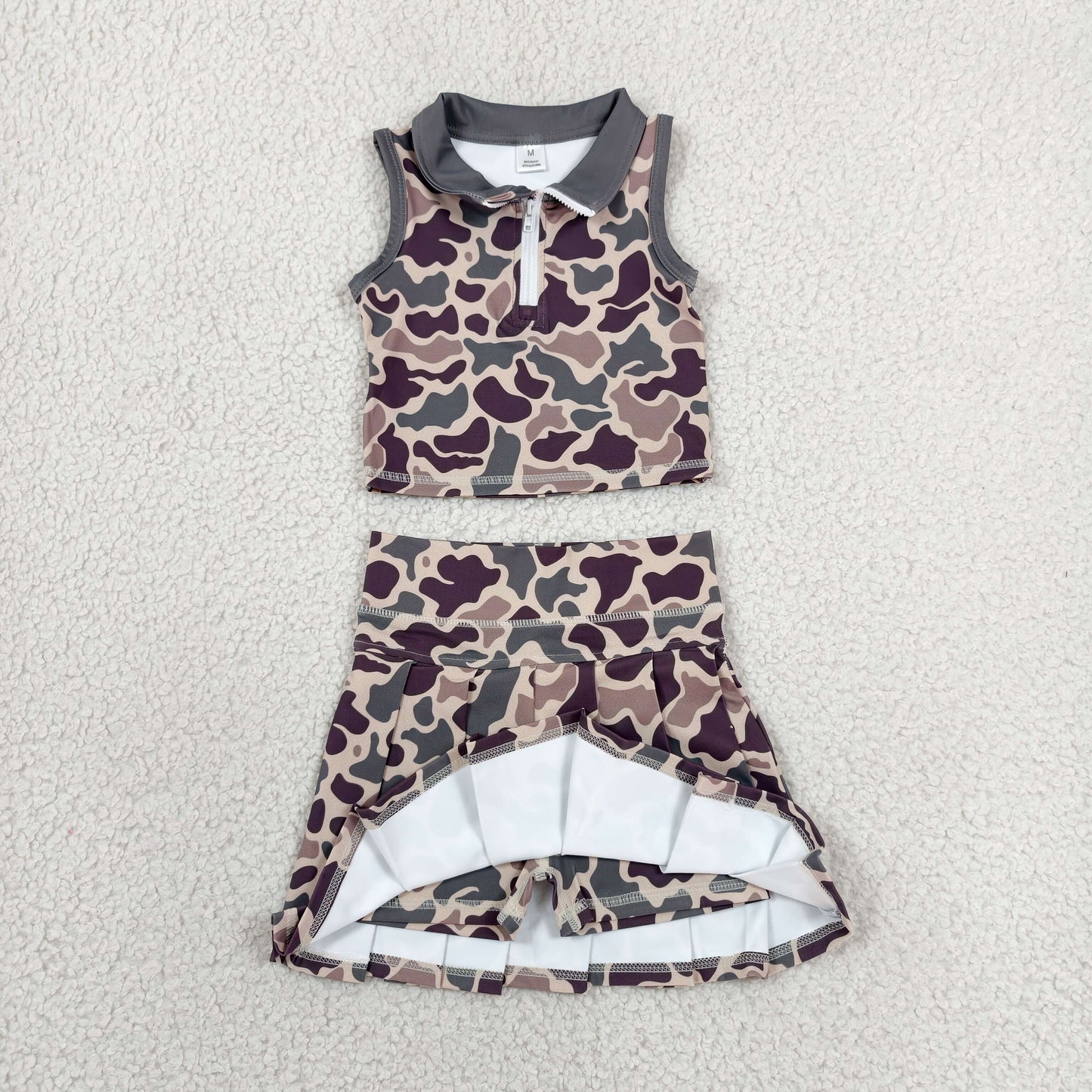 GSD3969 Yoga Camo Sleeveless Skorts Girls Set