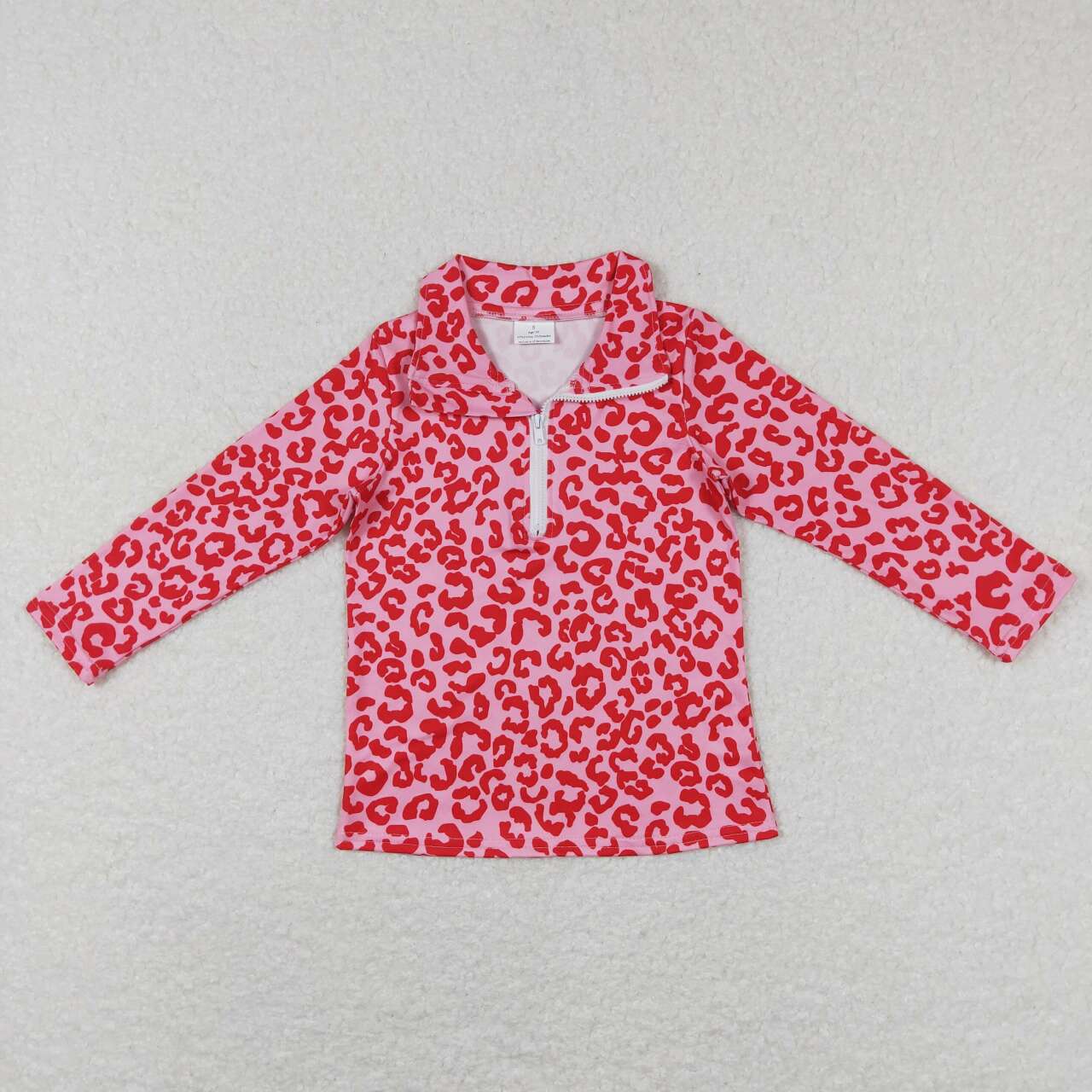 GT0414 Hot pink leopard long sleeve girls pullover