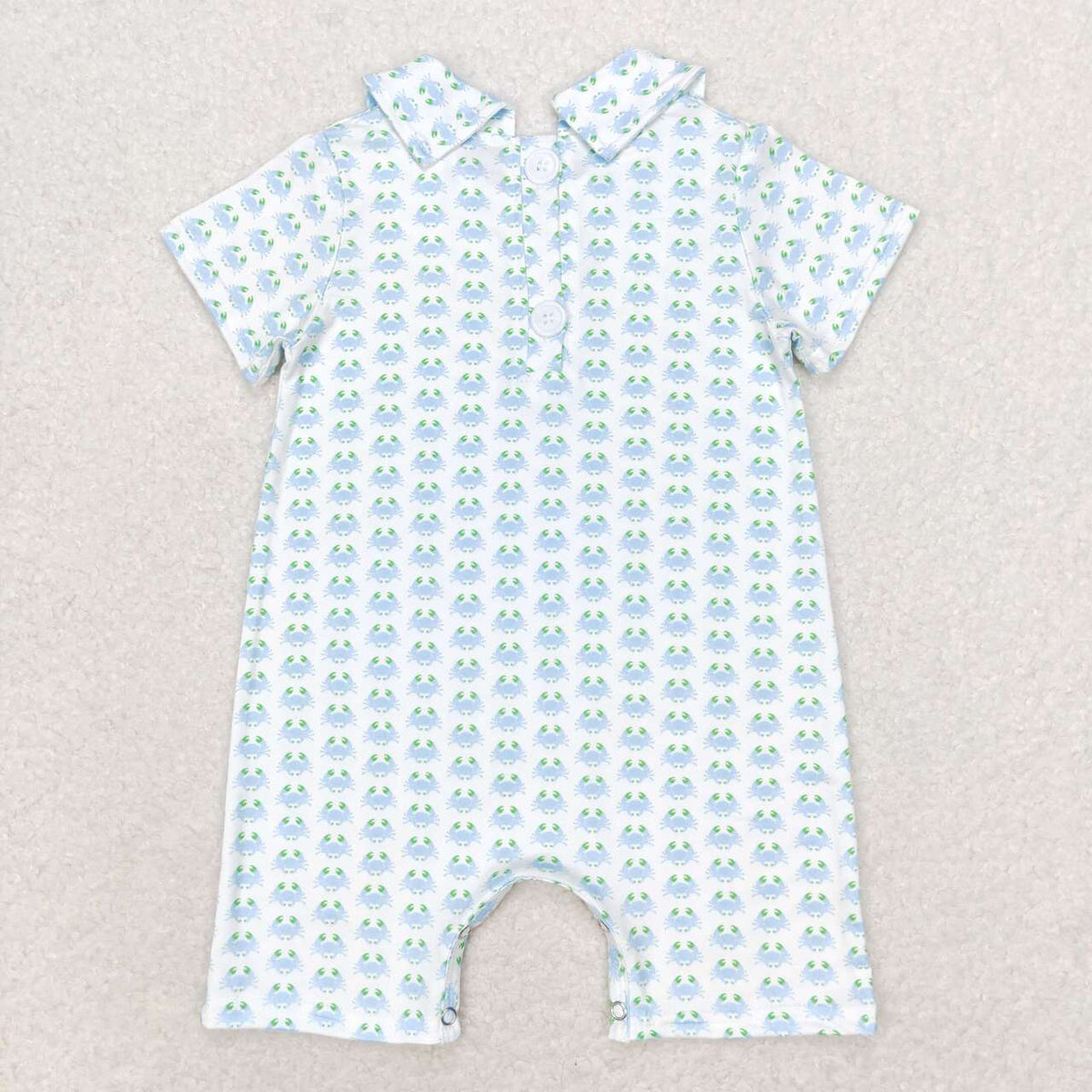 SR1436 cute blue crab short sleeve boys romper