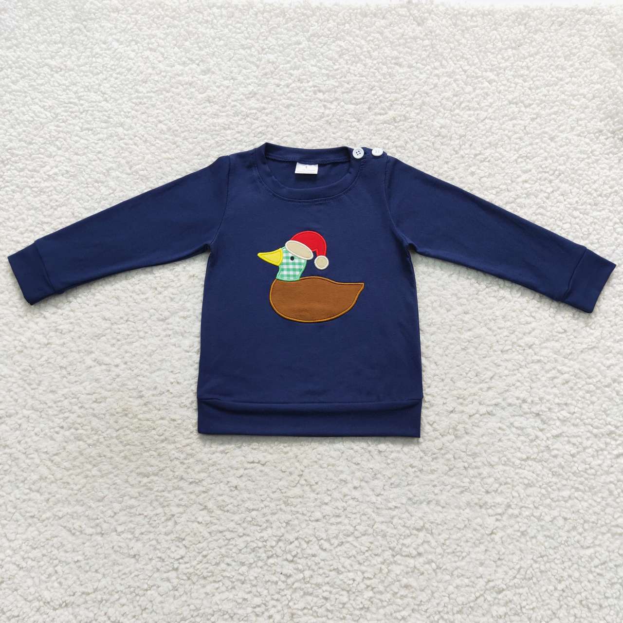 BT0297 Christmas duck navy long sleeve boys top