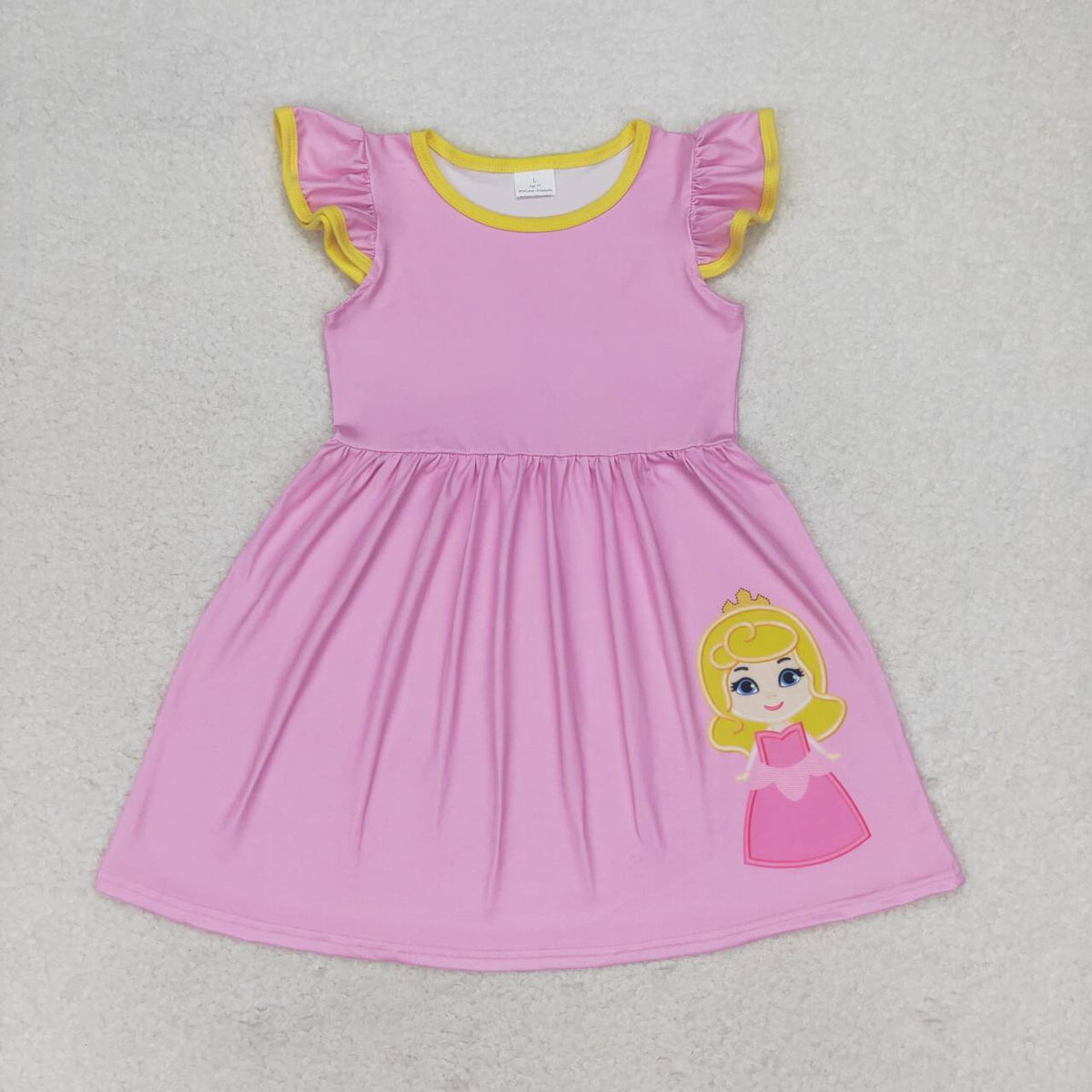 GSD1146 pink cartoon princess flutter sleeve girls dress